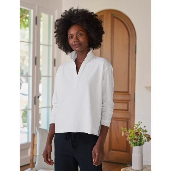 Frank & Eileen Tops - Frank & Eileen Patrick Popover Henley L Vintage Jersey White Cotton Minimalist